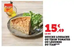 Super U Quiche lorraine ou thon tomates ou légumes du tian offre