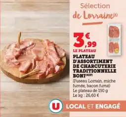 Super U Plateau d'assortiment de charcuterie traditionnelle boni offre