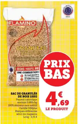 Super U FLAMINO Sac de granulés de bois offre