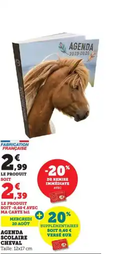 Bi1 Agenda scolaire cheval offre