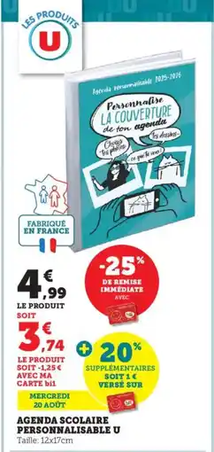 Bi1 U Agenda scolaire personnalisable offre