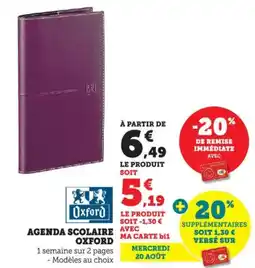 Bi1 OXFORD Agenda scolaire avec offre