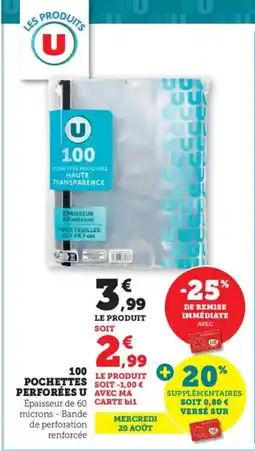 Bi1 U 100 Pochettes perforées offre