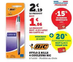 Bi1 BIC Stylo à bille 4 couleurs offre