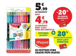 Bi1 MAPED 20 feutres fins graph peps offre