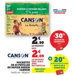 Bi1 CANSON Pochette de 24 feuilles de papier dessin offre