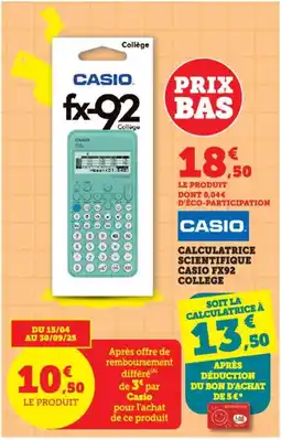 Bi1 CASIO Calculatrice scientifique fx92 college offre