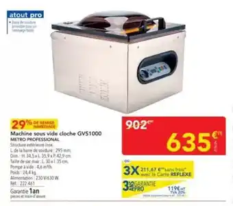 METRO Facile - machine sous vide cloche gvs1000 offre