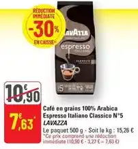 G20 Lavazza - cafe en grains 100% arabica espresso italiano classico n°5 offre