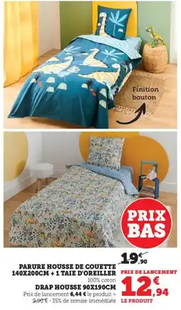 Bi1 Parure housse de couette 140x200cm + 1 taie d'oreiller offre