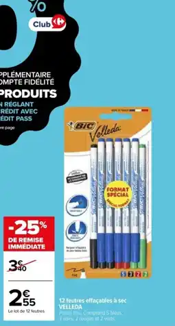 Carrefour 12 feutres effaçables à sec velleda offre