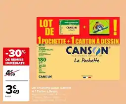 Carrefour Lot 1 pochette papier à dessin et 1 carton à dessin offre