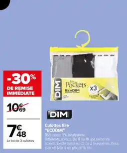 Carrefour Culottes fille ECODIM offre
