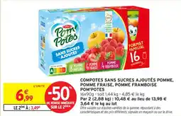 Intermarché Contact Compotes sans sucres ajoutés pomme pomme fraise pomme framboise pom'potes offre