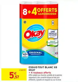 Intermarché Contact Essuie-tout blanc x8 okay offre