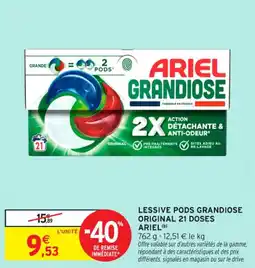 Intermarché Contact Lessive pods grandiose original 21 doses ariel offre