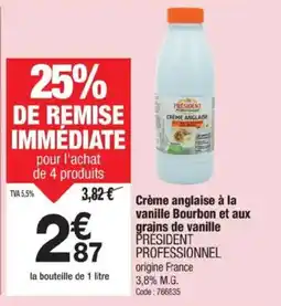 Promocash PRESIDENT Crème anglaise à la vanille Bourbon et aux grains de vanille offre