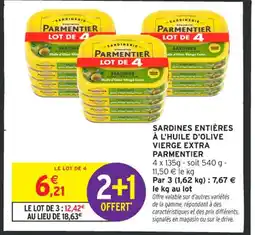 Intermarché Contact PARMENTIER Sardines entières à l'huile d'olive vierge extra offre