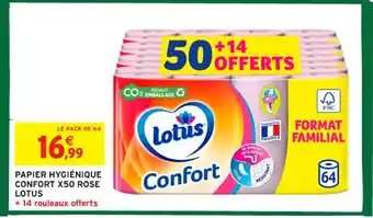 Intermarché Contact LOTUS Papier hygiénique confort x50 rose offre