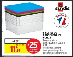 Intermarché Contact SUNDIS 5 Boites de rangement offre