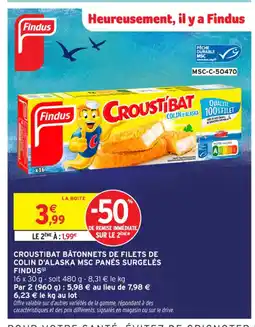 Intermarché Contact FINDUS Croustibat bâtonnets de filets de colin d'alaska msc panes surgelés offre