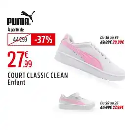 Intersport PUMA Court classic clean enfant offre