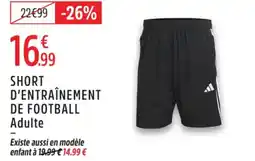 Intersport ADIDAS Short d'entraînement de football adulte offre