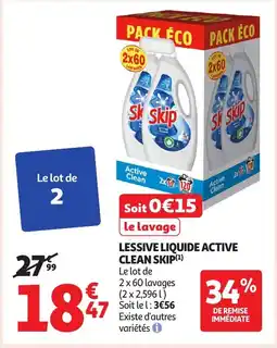 Auchan SKIP Lessive liquide active clean offre