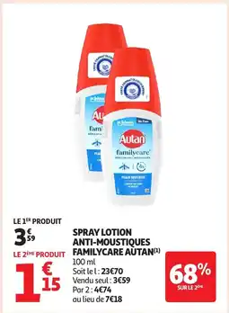 Auchan AUTAN Spray lotion anti-moustiquesfamilycare offre