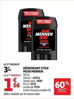 Auchan MENNEN Déodorant stick musk offre