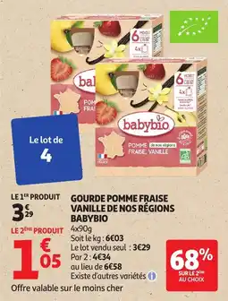 Auchan BABYBIO Gourde pomme fraise vanille de nos régions offre