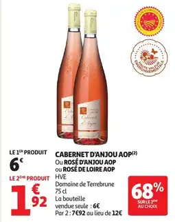 Auchan Cabernet d'anjou aop ou rosé d'anjou aop ou rosé de loire aop offre