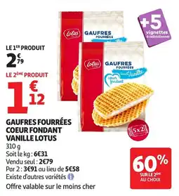 Auchan LOTUS Gaufres fourrées coeur fondant vanille offre