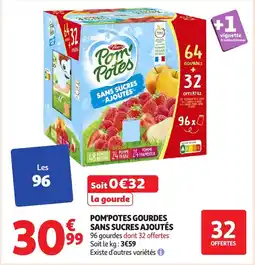 Auchan AJOUTÉS Pom'potes gourdes sans sucres offre