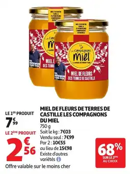 Auchan LES COMPAGNONS DU MIEL Miel de fleurs de terres de castille offre