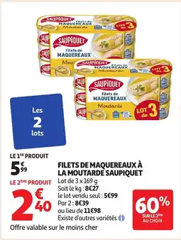 Auchan SAUPIQUET Filets de maquereaux à la moutarde offre
