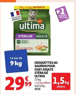 Auchan ULTIMA Croquettes au saumon pour chat adulte stérilisé offre