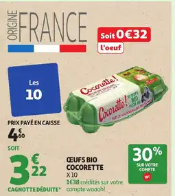 Auchan COCORETTE Ceufs bio offre