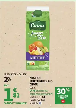 Auchan CIDOU Nectar multifruits bio offre