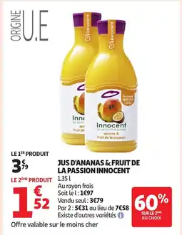 Auchan Jus d'ananas & fruit de la passion innocent offre