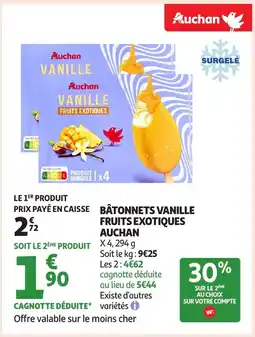 Auchan AUCHAN Bâtonnets vanille fruits exotiques offre