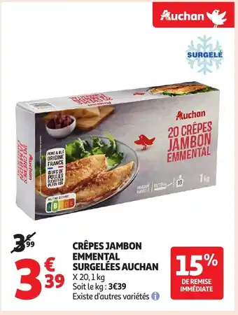 Auchan AUCHAN Crêpes jambon emmental surgelées offre