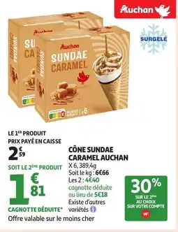 Auchan AUCHAN Cône sundae caramel offre