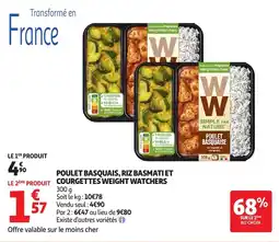 Auchan WEIGHT WATCHERS Poulet basquais, riz basmatiet courgettes offre