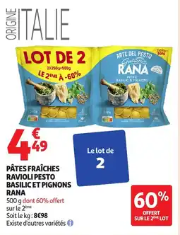 Auchan RANA Pâtes fraîches ravioli pesto basilicet pignons offre
