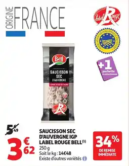 Auchan BELL Saucisson sec d'auvergne igp label rouge offre
