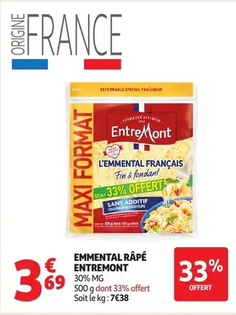 Auchan ENTREMONT Emmental râpé offre