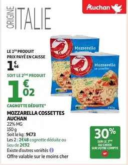 Auchan AUCHAN Mozzarella cossettes offre