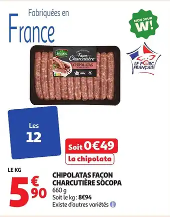 Auchan SÓCOPA Chipolatas façon charcutière offre