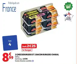 Auchan CHARAL 2 cheeseburgers et 2 bacon burgers offre